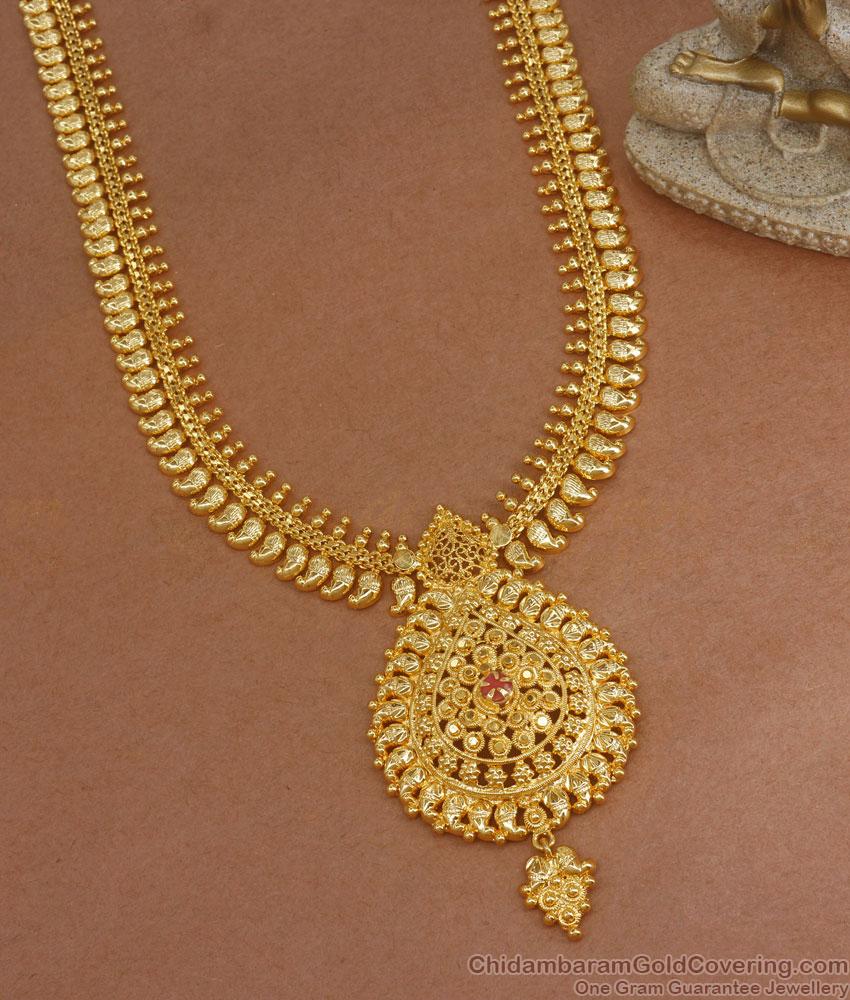 Elegant Gold Plated Haram Ruby Stone Mango Patterns Shop Online HR2709