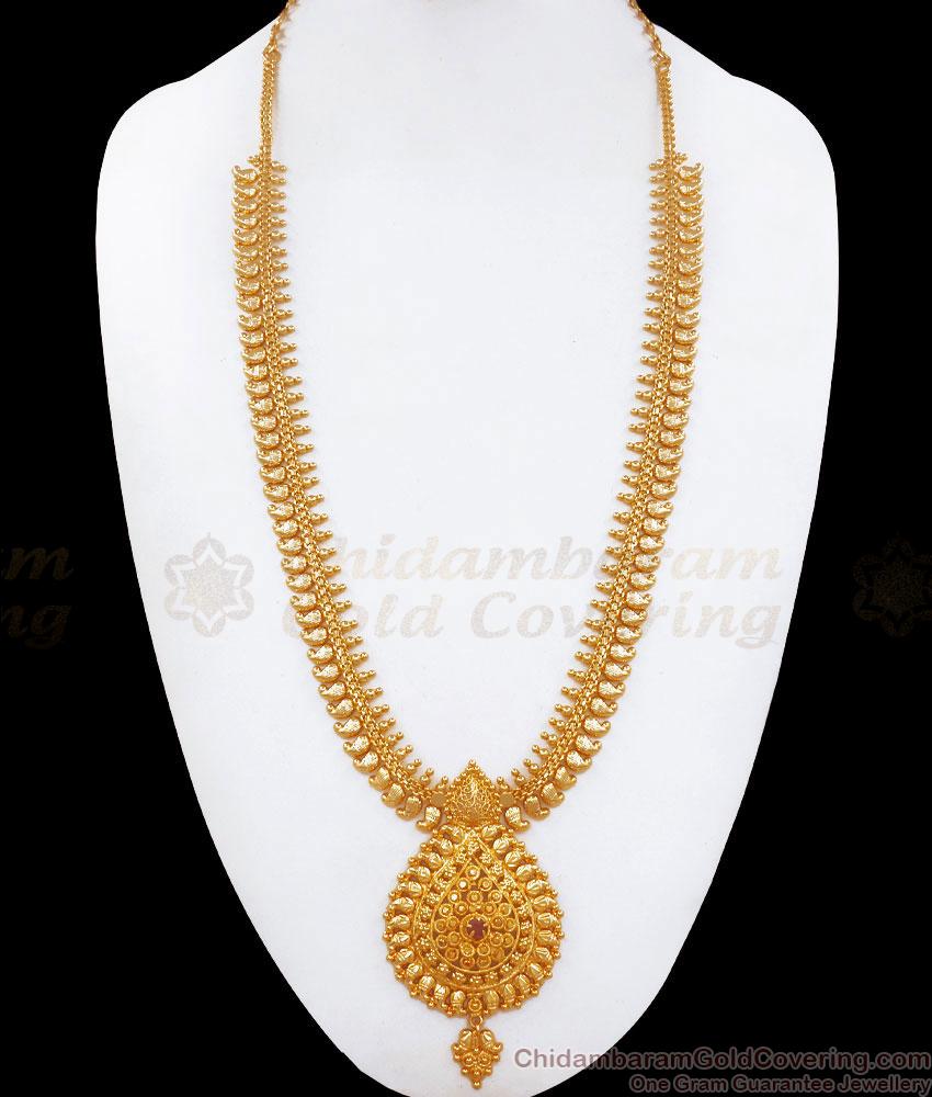 Elegant Gold Plated Haram Ruby Stone Mango Patterns Shop Online HR2709