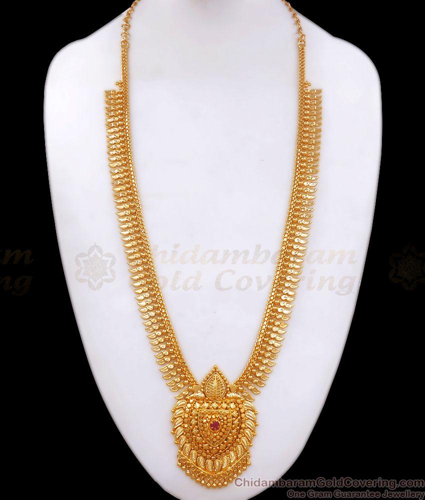 Beautiful Single Ruby Stone Gold Plated Haram Mulaipoo Collections HR2712
