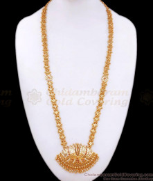 Premium Quality 5 Metal Haram Lotus Design Full White Gati Stone HR2714 Premium Quality 5 Metal Haram Lotus Design Full White Gati Stone HR2714