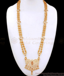 High Quality Impon Panchaloha Haram Double Line Lotus Pattern Shop Online HR2715 High Quality Impon Panchaloha Haram Double Line Lotus Pattern Shop Online HR2715