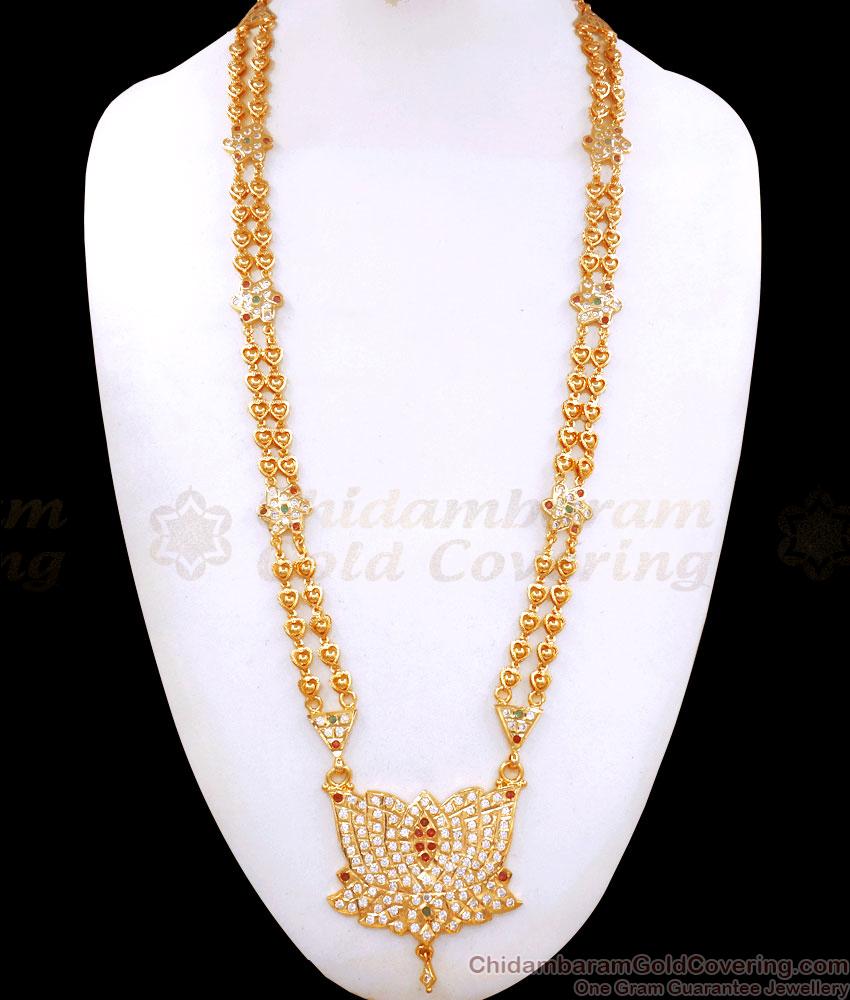 Traditional Double Line Gati Stone Impon Lotus Haram Designs HR2716