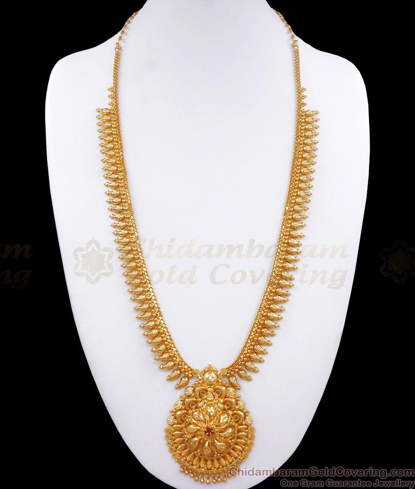 Handmade Bridal Gold Long Haram Single Ruby Stone Dollar Pattern HR2726