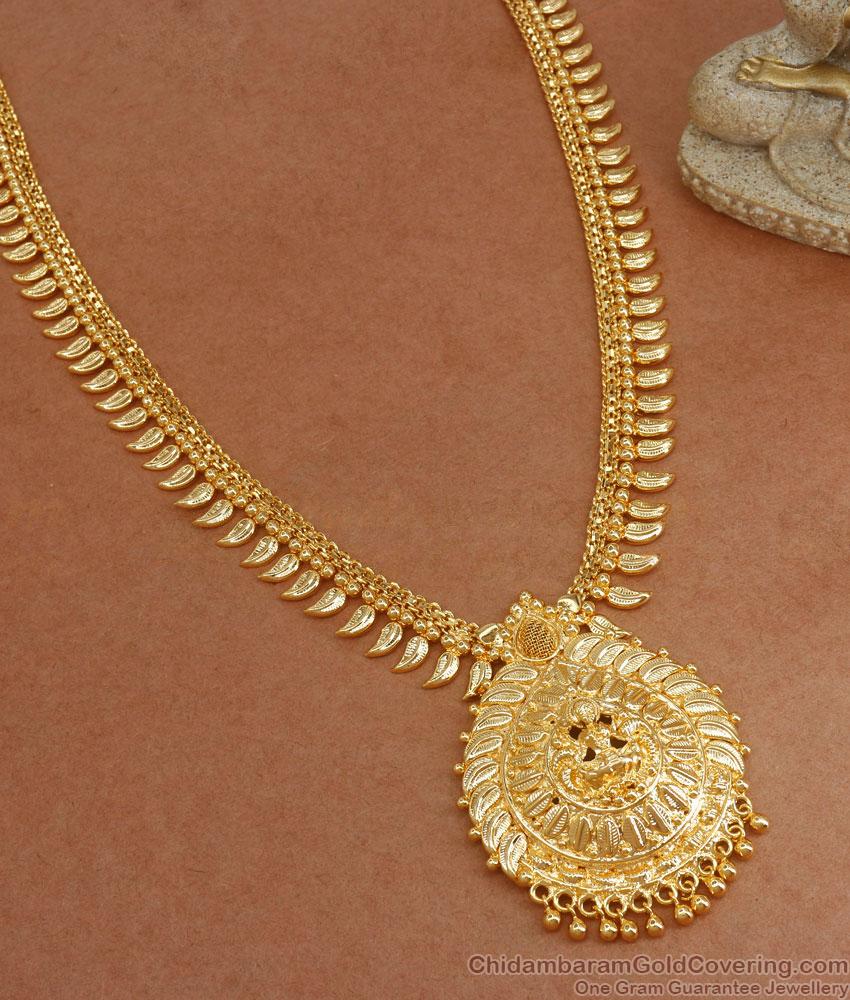 One Gram Gold Plain Lakshmi Haram Design Traditional Collections HR2729