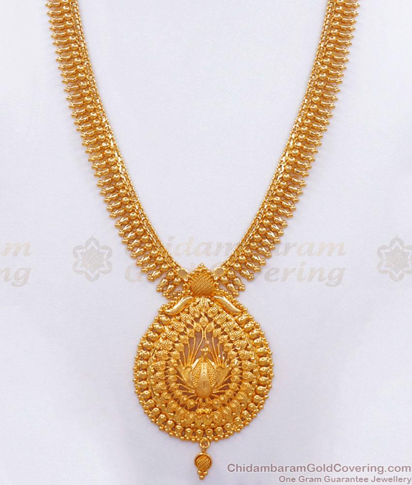 Traditional 1 Gram Gold Haram 3D Peacock Designs Bridal Collections HR2731