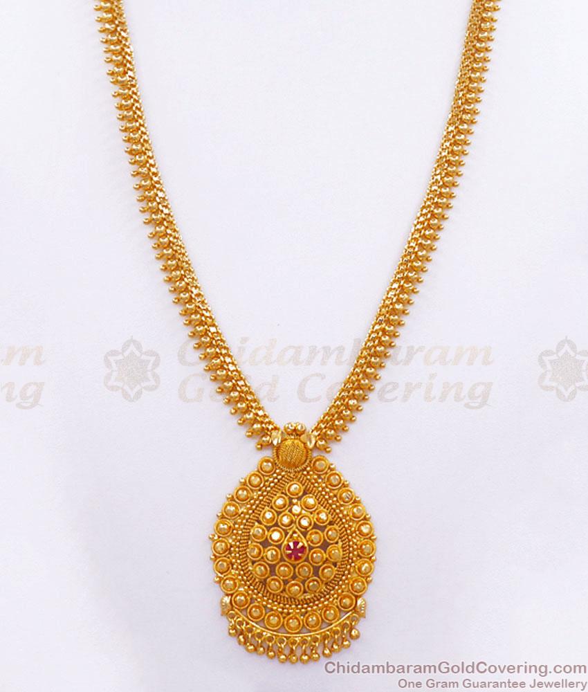 Stylish Party Wear Gold Plated Haram Ruby Stone Beaded Collections HR2733