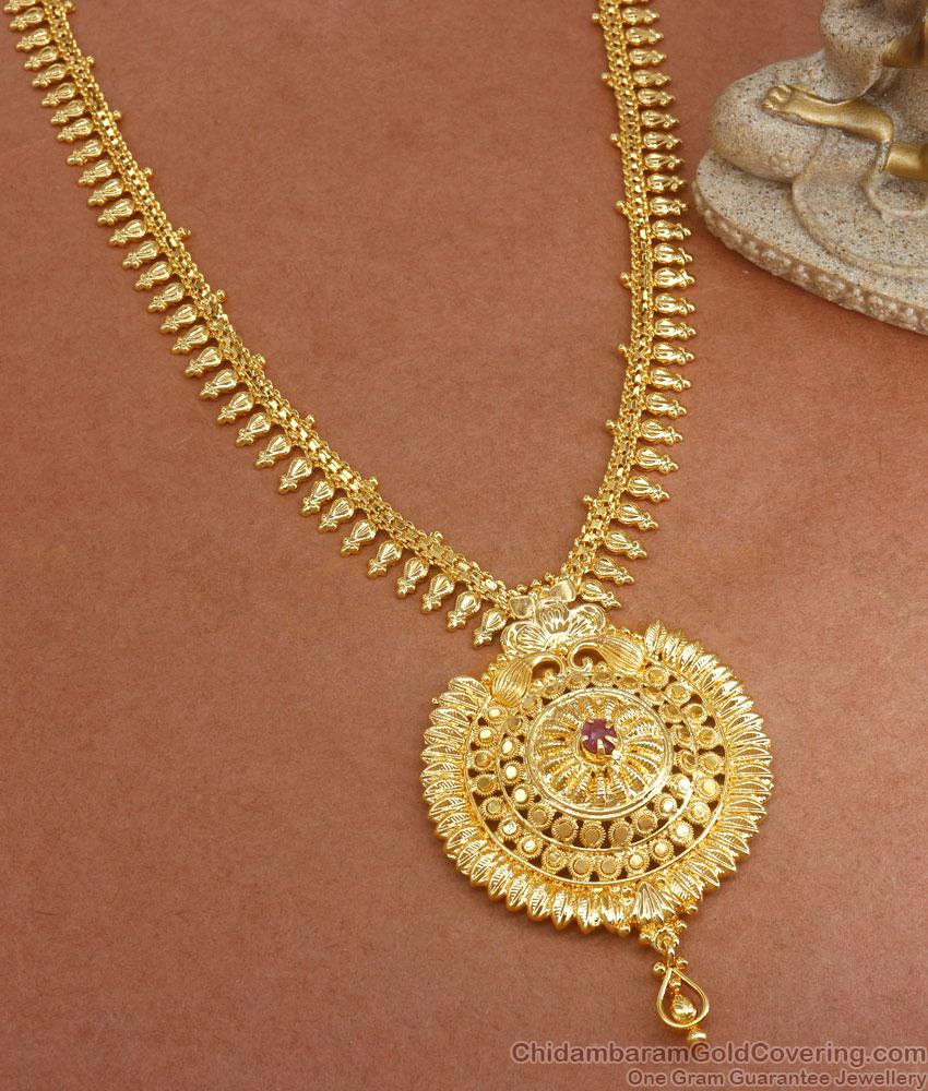 Beautiful Gold Plated Haram Single Ruby Stone Collections Shop Online HR2736