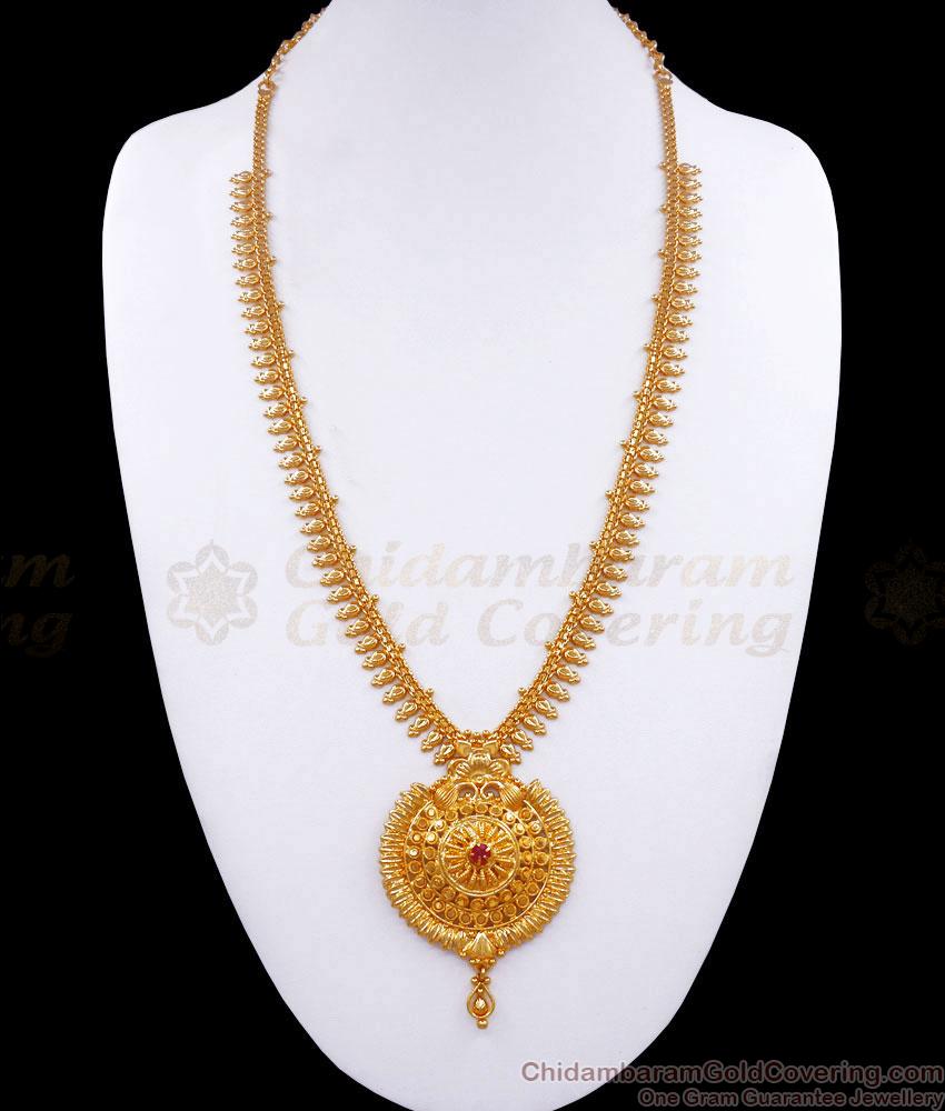 Beautiful Gold Plated Haram Single Ruby Stone Collections Shop Online HR2736