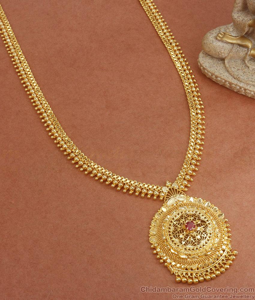 Light Weight Collections Gold Haram Ruby Stone Golden Beads Jewelry HR2739