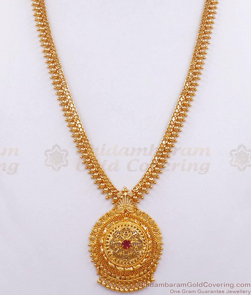 Light Weight Collections Gold Haram Ruby Stone Golden Beads Jewelry HR2739