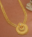 Kerala Pattern Mullaipoo 1 Gram Gold Haram White Stone Collections HR2740