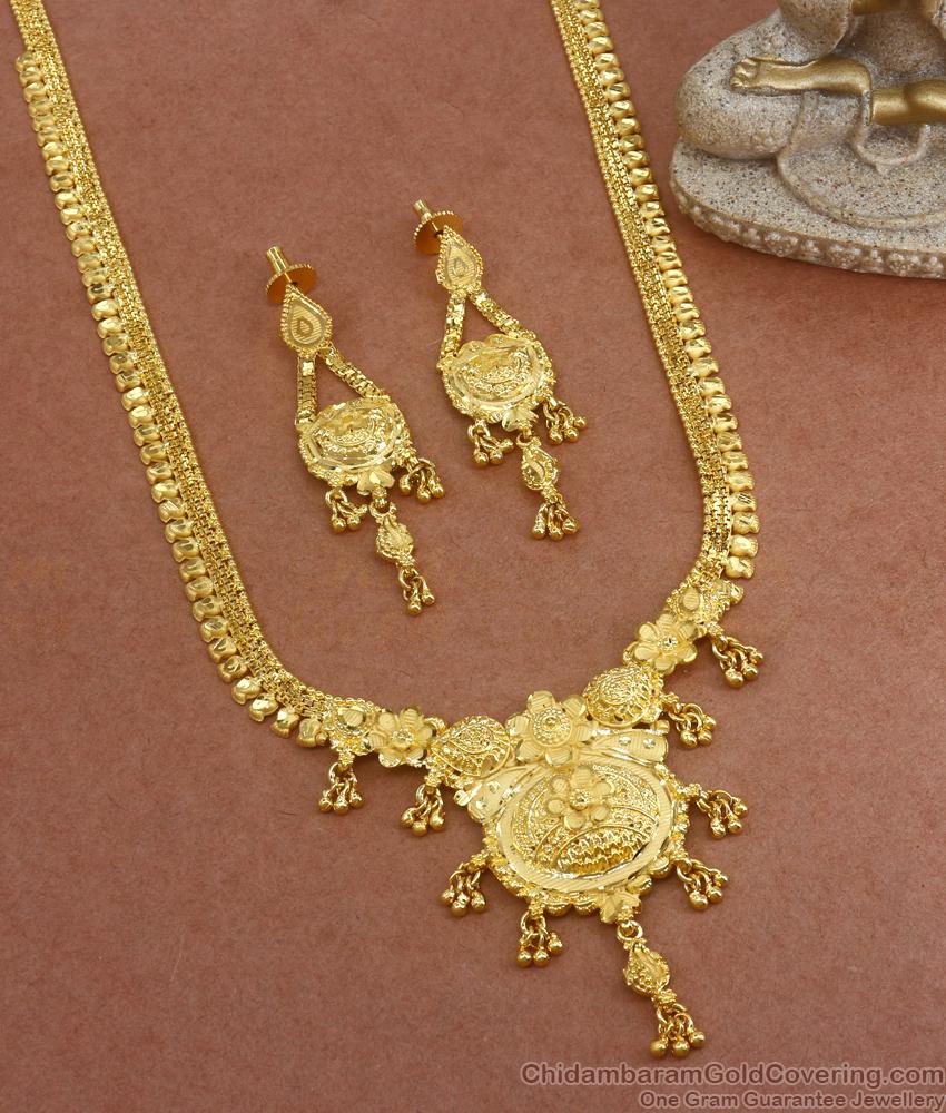 Beautiful Two Gram Gold Haram Earring Combo Calcutta Bridal Jewelry HR2744