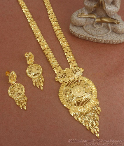 Premium Calcutta Bridal Forming Gold Rani Haram Earring Combo Shop Online  HR2748