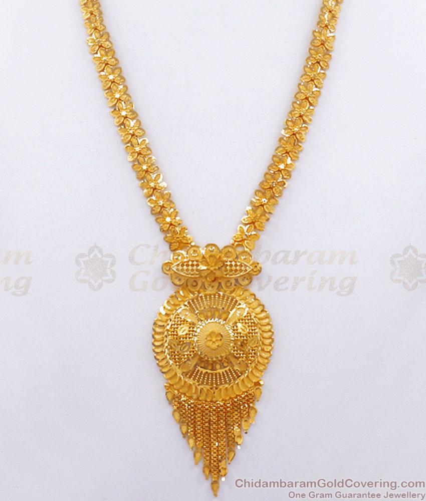 Premium Calcutta Bridal Forming Gold Rani Haram Earring Combo Shop Online HR2748