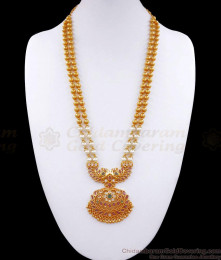 Attractive Heavy Gold Tone Haram Peacock Design Multi Stone Collections HR2759