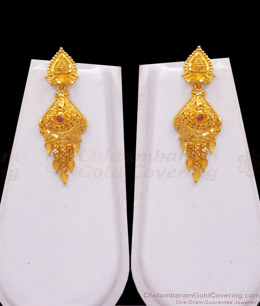 Real 2 Gram Gold Rani Haram Earring Combo Ruby Stone Pattern HR2762