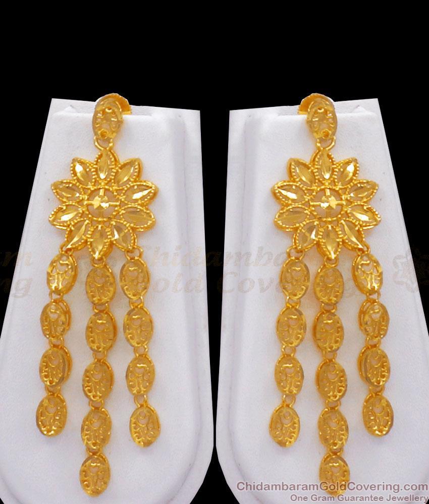 Unique Two Gram Gold Haram Earring Combo Flowing Star Designs HR2770