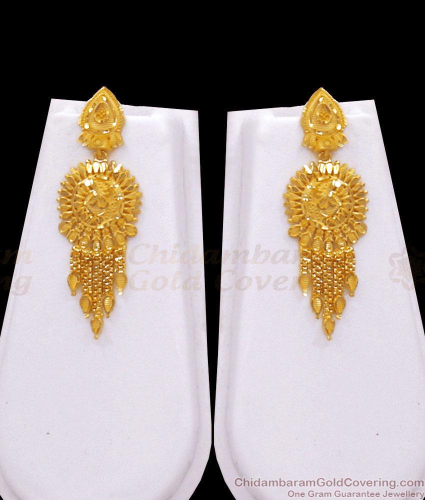 Grand 916 Gold Pattern Forming Gold Bridal Haram Earring Set HR2772