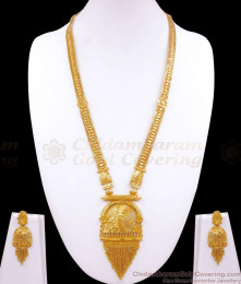 Two Gram Gold Long Haram Earring Kerala Forming Bridal Set HR2773 Two Gram Gold Long Haram Earring Kerala Forming Bridal Set HR2773