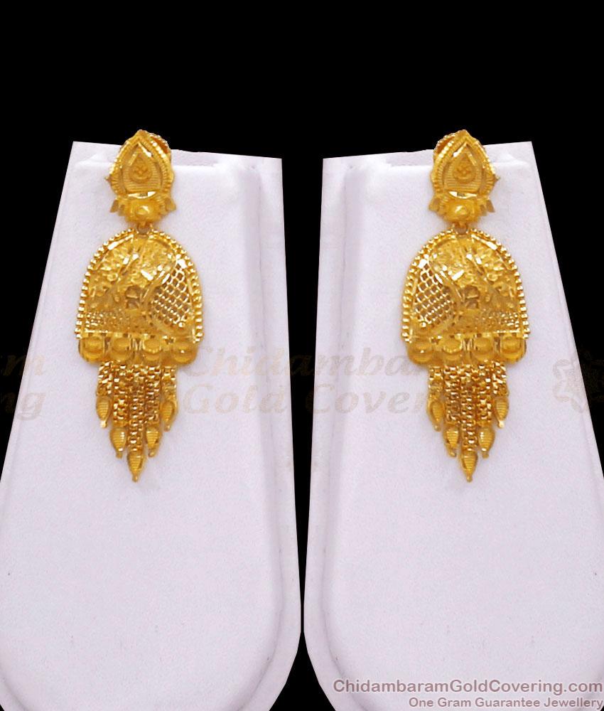 Two Gram Gold Long Haram Earring Kerala Forming Bridal Set HR2773