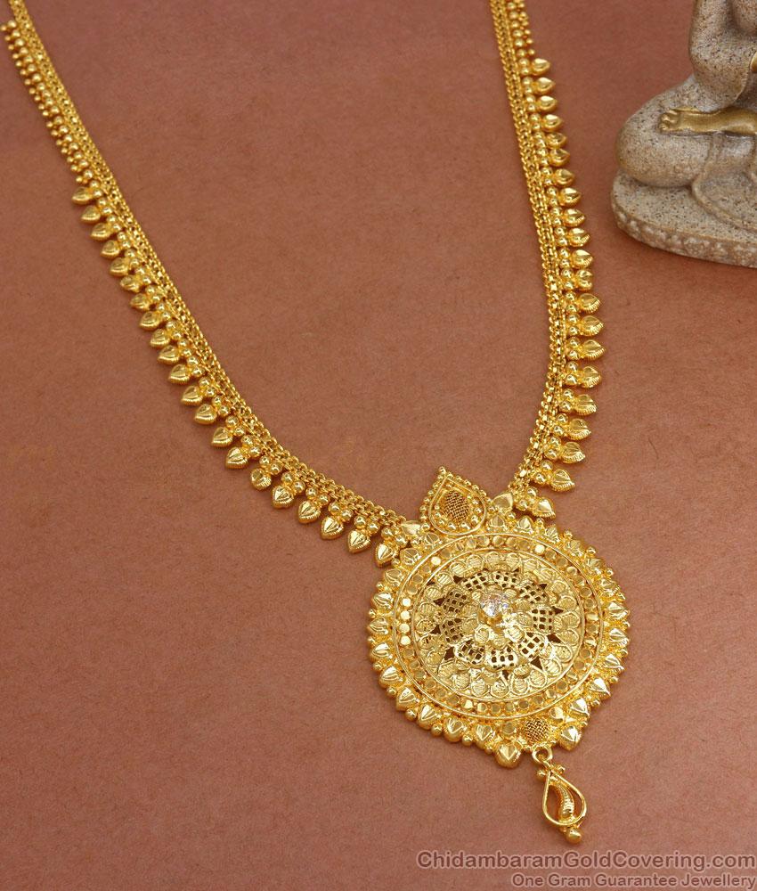 Single White Stone Gold Plated Haaram Designs Occasional Wear HR2783