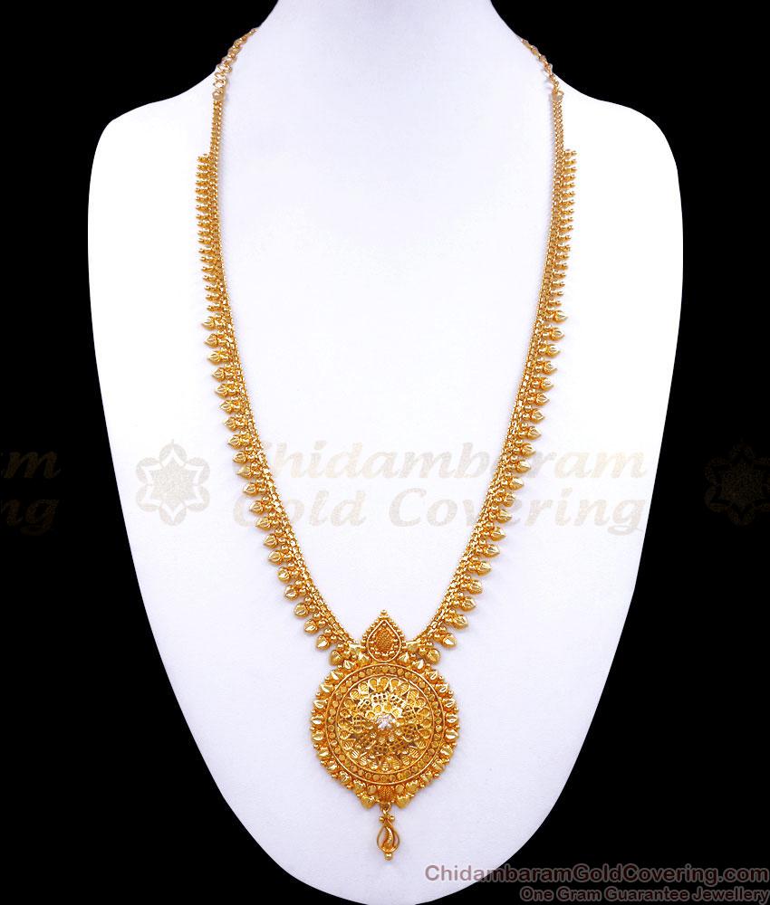 Single White Stone Gold Plated Haaram Designs Occasional Wear HR2783