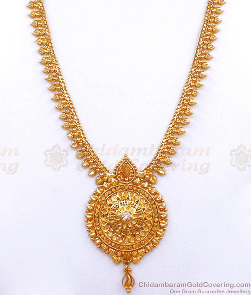 Single White Stone Gold Plated Haaram Designs Occasional Wear HR2783