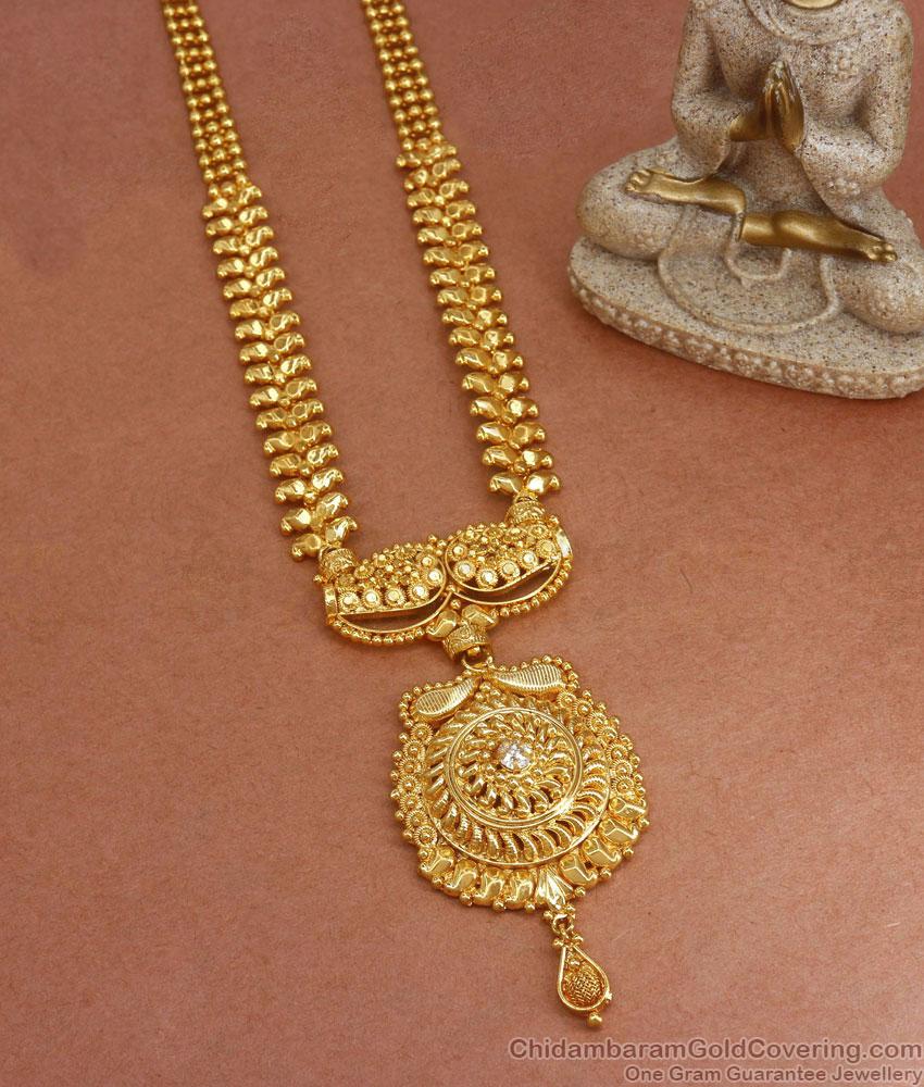 Attractive 1 Gram Gold Haram Mango Pattern Calcutta Bridal Jewelry HR2785