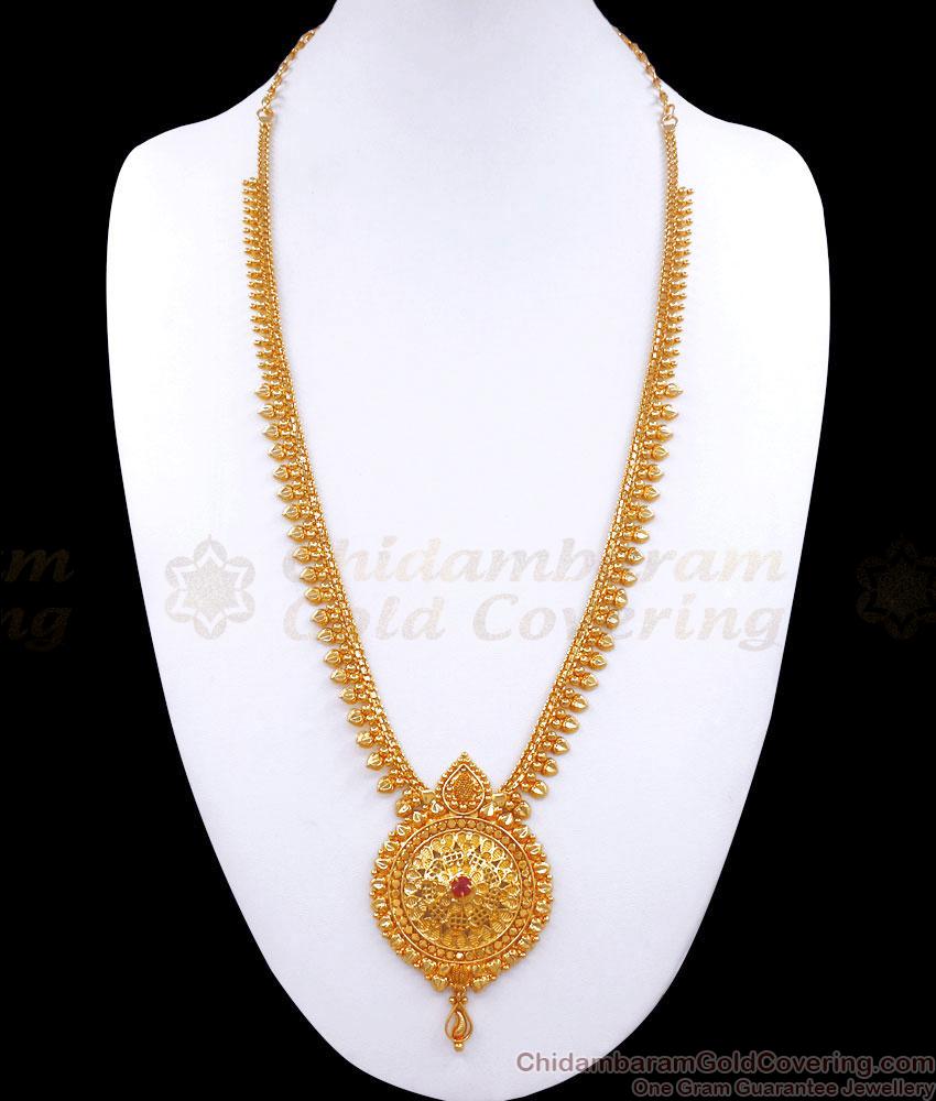 Handcrafted Ruby Stone Gold Imitation Haram Floral Design HR2786