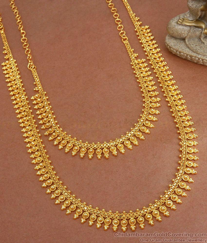 Traditional 1 Gram Gold Haram Necklace Combo Kerala Bridal Collections HR2793