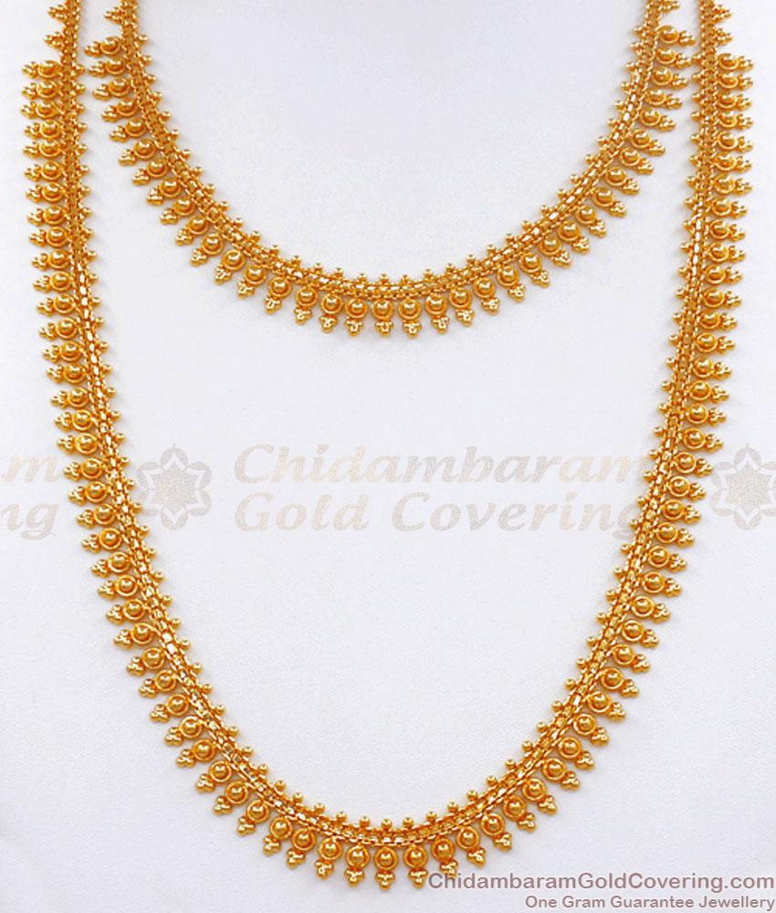 Traditional 1 Gram Gold Haram Necklace Combo Kerala Bridal Collections HR2793