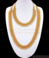 Latest Plain Mullaipoo Gold Imitation Haram Necklace Combo Set Bridal Jewelry HR2795