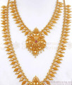 Attractive Gold Plated Haram Net Pattern Ruby Stone Necklace Combo Set HR2799