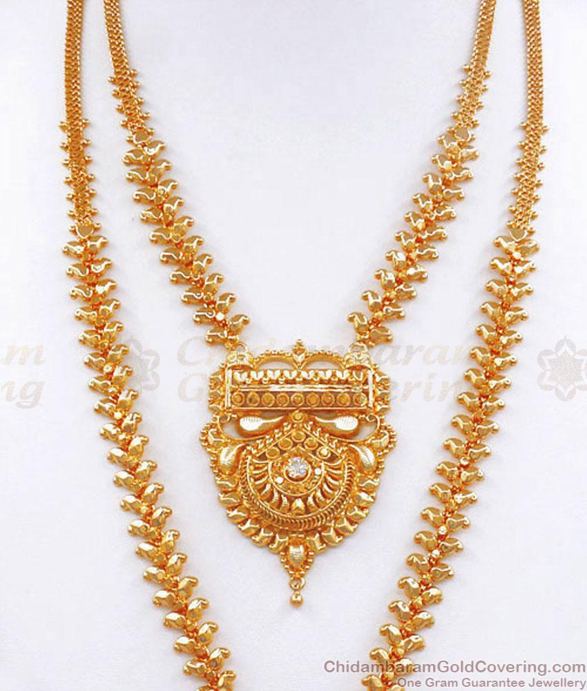 High Quality Mango Design Gold Haram Necklace Bridal Combo Calcutta Pattern HR2801