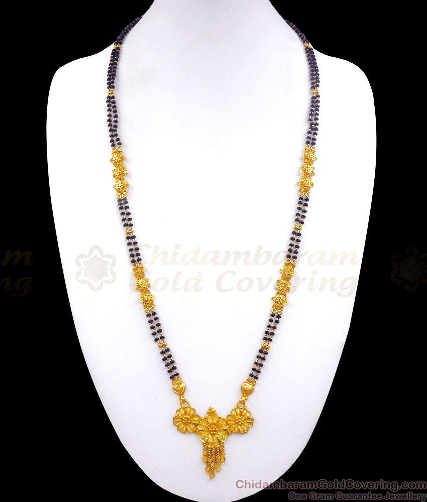 Black Beaded 2 Line Forming Gold Mangalsutra Haram Shop Online HR2805