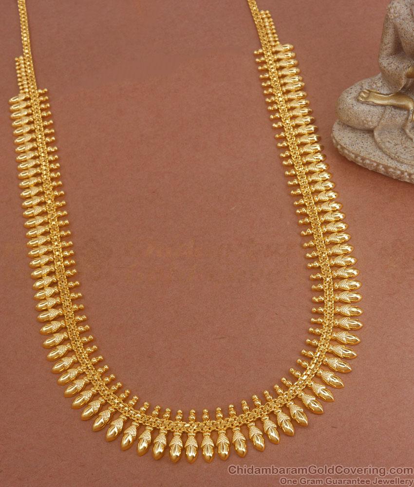 Traditional Mullai Arumbu Long Gold Plated Haram Designs Shop Online HR2823