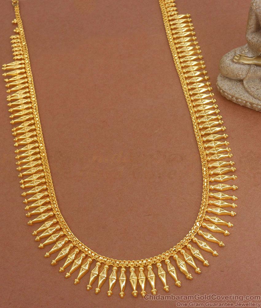 Broad 1 Gram Gold Haram Bridal Long Mullai Pattern Gold Jewelry HR2824