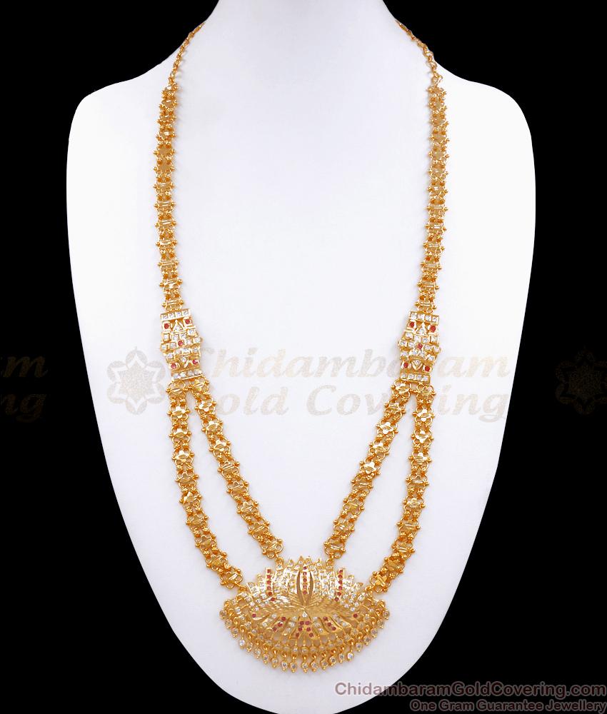 Grand 30 Inch Long Bridal Impon Haram 2 Line Lotus Designs Shop Online HR2830