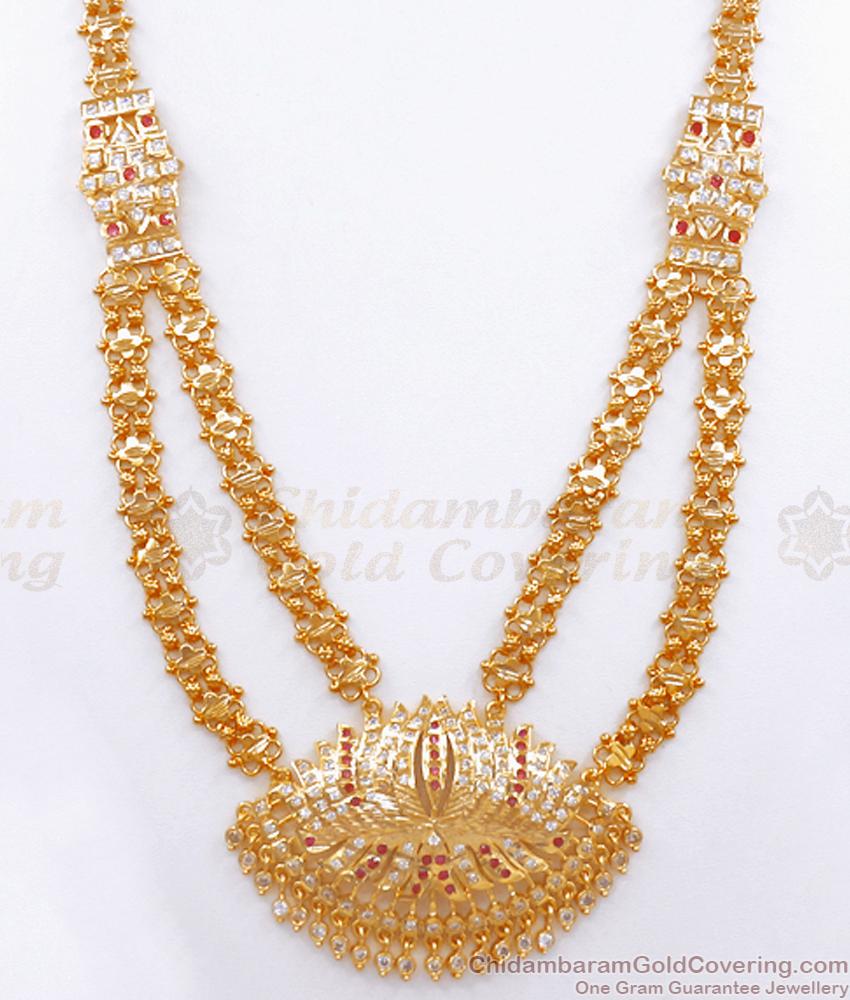 Grand 30 Inch Long Bridal Impon Haram 2 Line Lotus Designs Shop Online HR2830