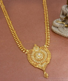Stylish Calcutta Pattern Gold Haram White Stone Reception Jewelry Designs HR2834 Stylish Calcutta Pattern Gold Haram White Stone Reception Jewelry Designs HR2834