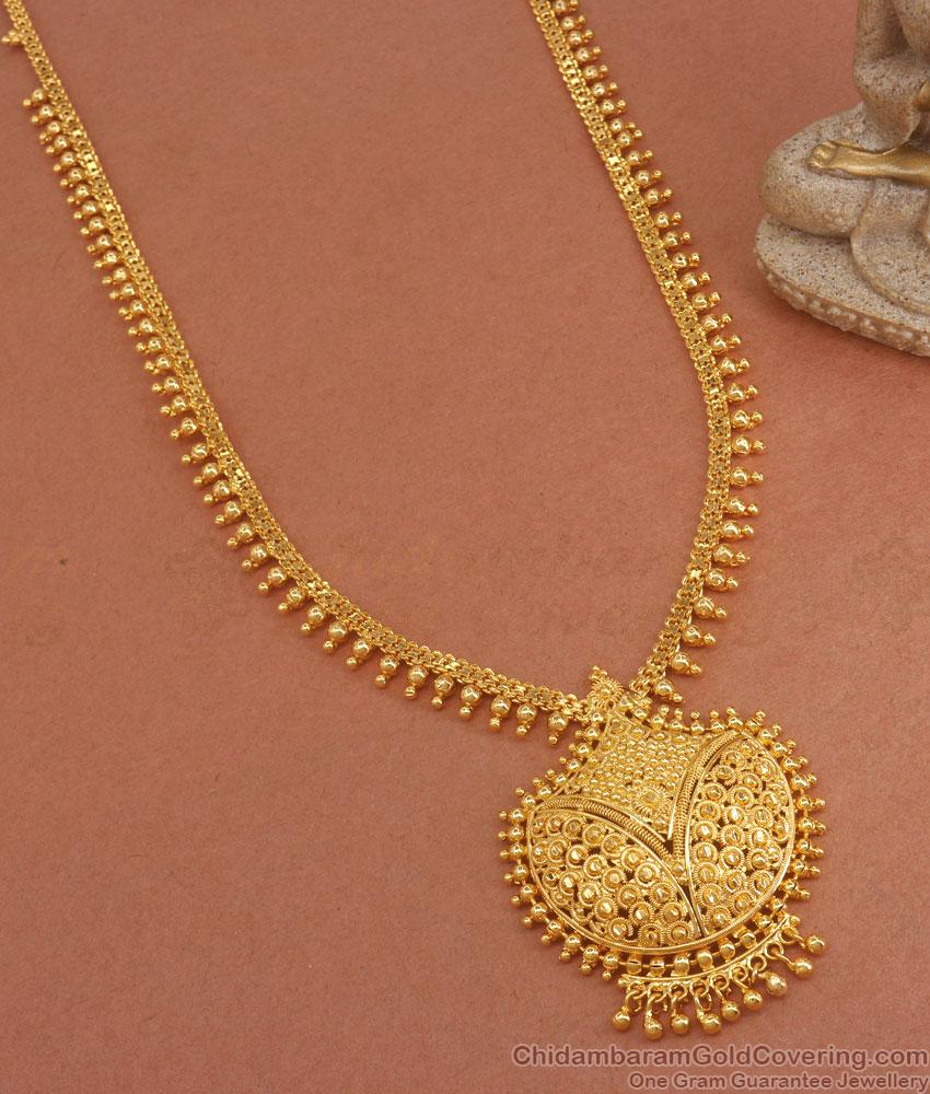 Traditional Plain Gold Kerala Haram Designs Shop Online HR2852