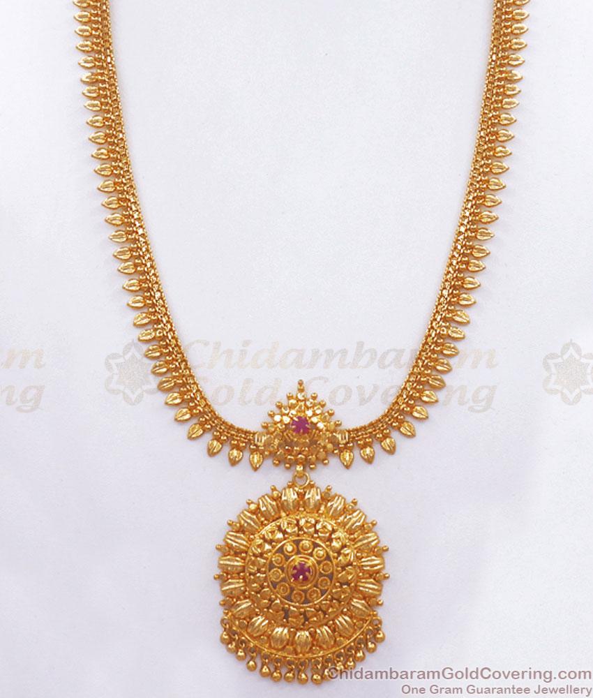 Traditional Gold Imitation Haram Ruby Stone Leaf Designs HR2854