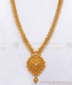 Long 1 Gram Gold Haram Kerala Mullai Pattern White Stone Designs HR2855
