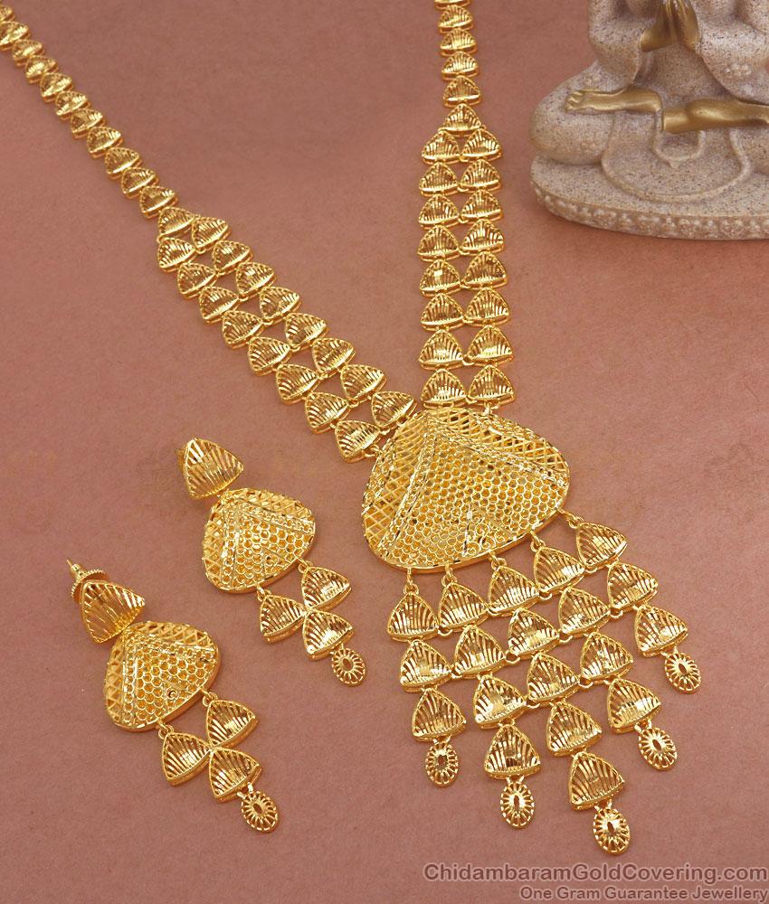 Grand 2 Gram Gold Haram Bridal Earring Combo Set Arabic Designs HR2860