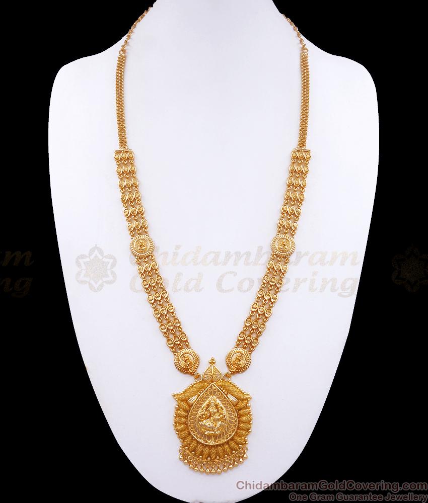 Unique Real Gold Pattern Haram 3 Line Lakshmi Designs HR2868