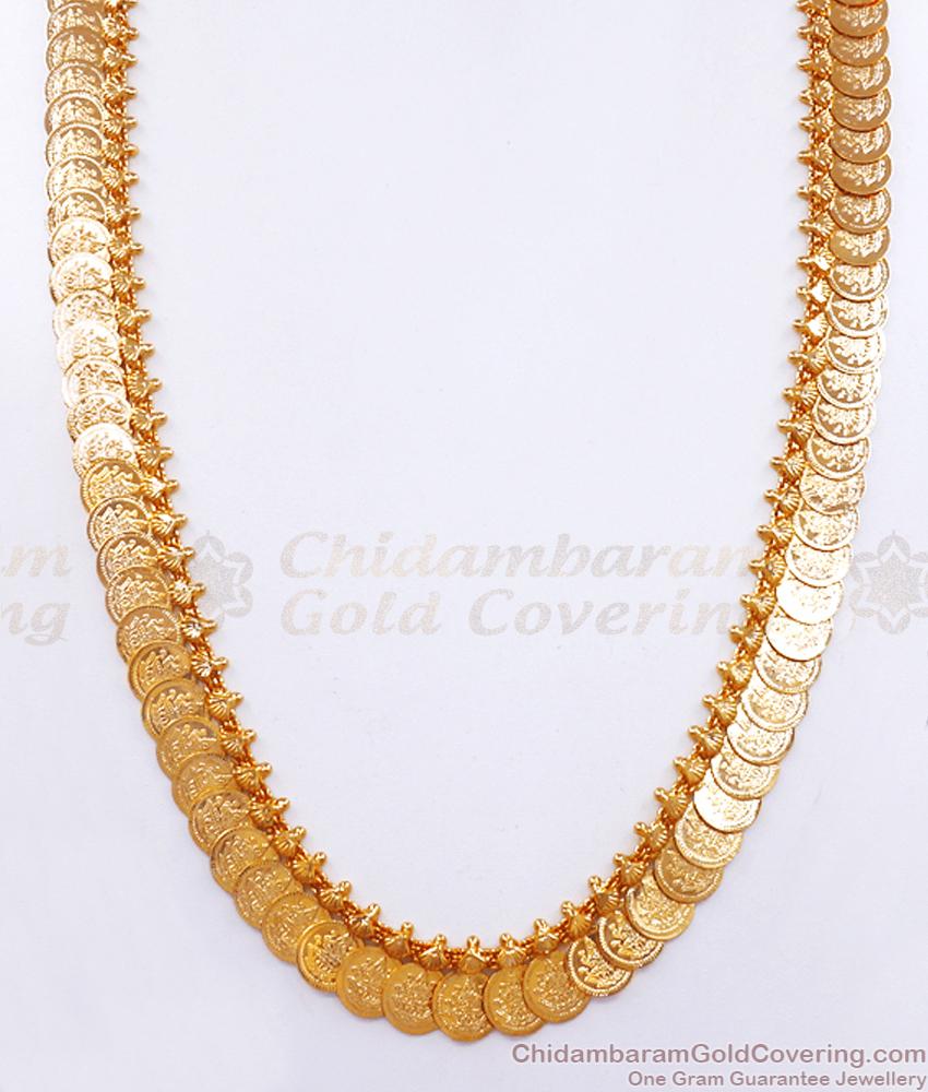 Long One Gram Gold Lakshmi Coin Haram Plain Designs HR2869