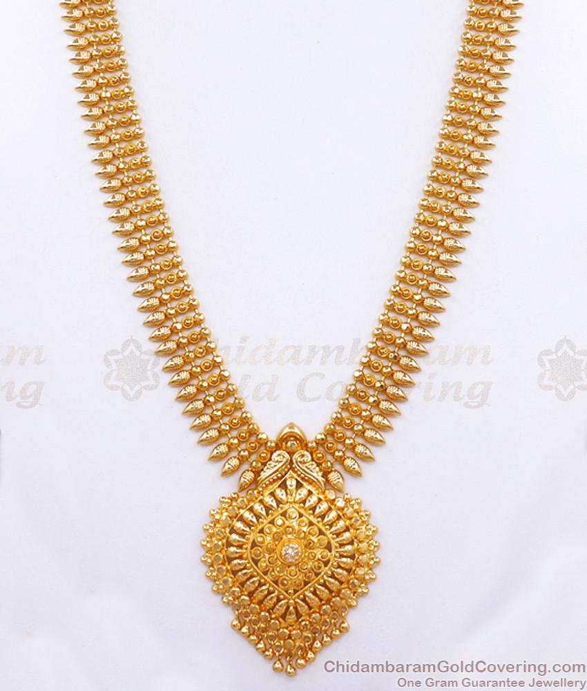 New Gold Plated Haram Mullaipoo White Stone Bridal Collections HR2874
