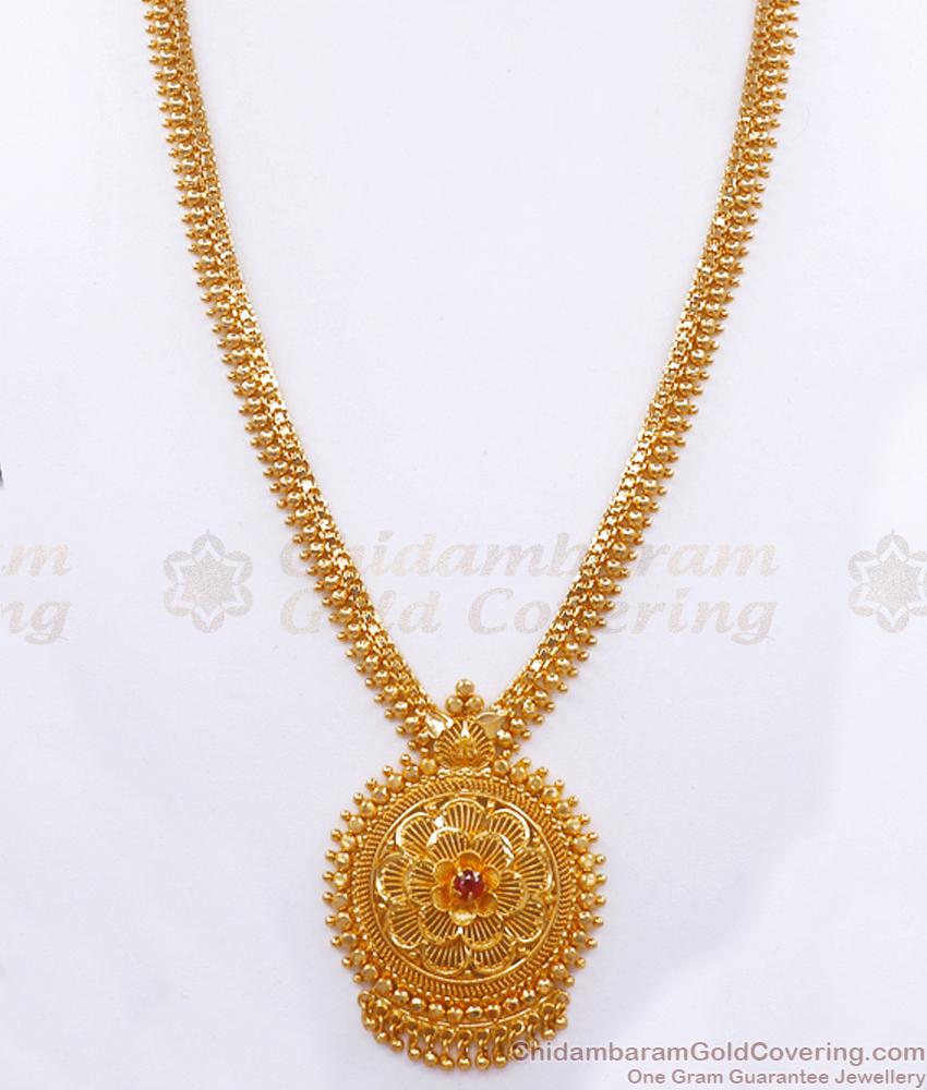 Womens Jewelry One Gram Gold Haram Floral Designs With Ruby Stone HR2875