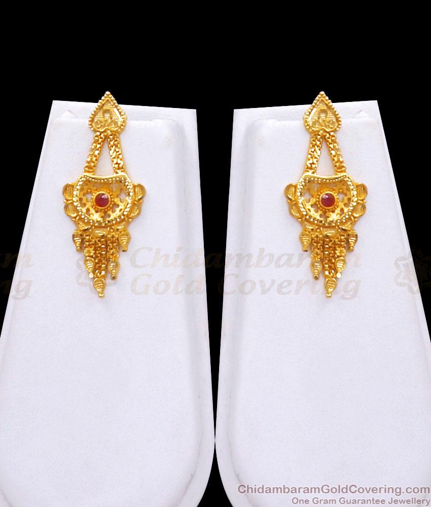 New Two Gram Gold Haram Earring Combo Ruby Stone Designs HR2885