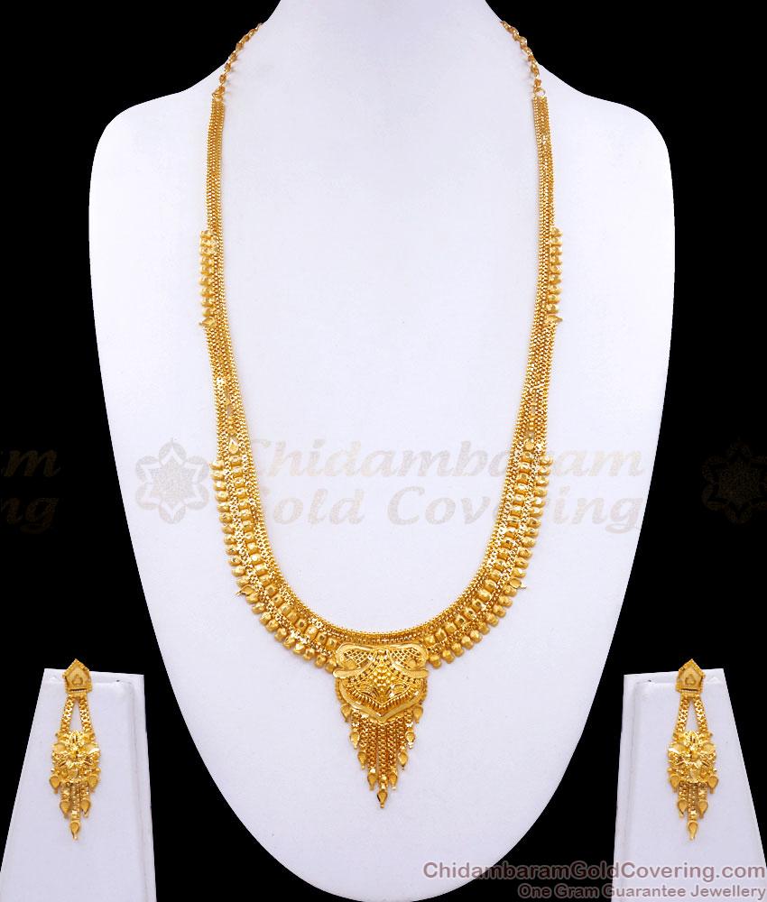 Bridal Two Gram Gold Kolkata Haram Earring Combo Collections HR2887